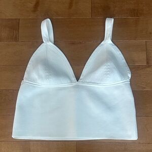 Zara Ribbed Knit Bralette Crop Top Off White Size M